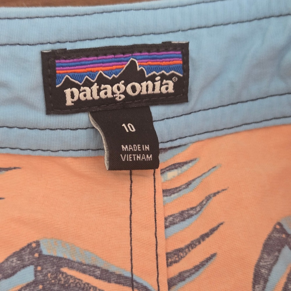 Patagonia Kids Orange Blue Palm Print Board Shorts Swim Trunks Size 10 67817 - Picture 4 of 7